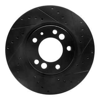 R1 91-93 BMW M5 Front Right Drilled & Slotted Black Brake Rotor