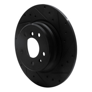 R1 91-01 BMW 850CI Rear Right Drilled & Slotted Black Brake Rotor