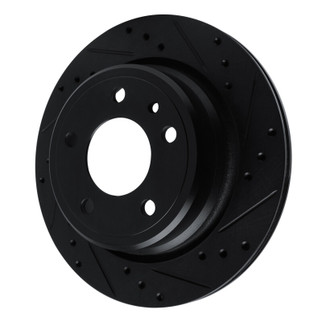 R1 88-94 BMW 750IL Rear Right Drilled & Slotted Black Brake Rotor