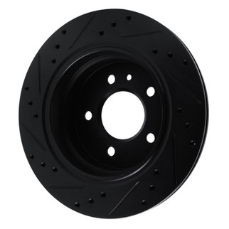 R1 88-94 BMW 750IL Rear Right Drilled & Slotted Black Brake Rotor
