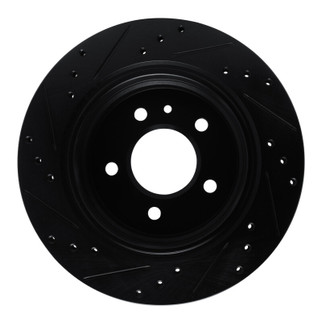 R1 88-94 BMW 750IL Rear Right Drilled & Slotted Black Brake Rotor