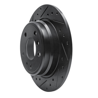 R1 89-95 BMW 530I Rear Left Drilled & Slotted Black Brake Rotor