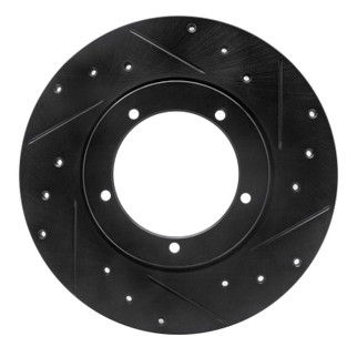 R1 65-76 Porsche 911 Front Right Drilled & Slotted Black Brake Rotor