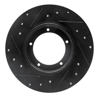 R1 65-76 Porsche 911 Front Right Drilled & Slotted Black Brake Rotor