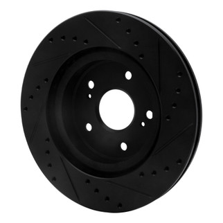 R1 06-17 Suzuki Grand Vitara Front Left Drilled & Slotted Black Brake Rotor