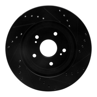 R1 06-17 Suzuki Grand Vitara Front Left Drilled & Slotted Black Brake Rotor