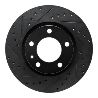 R1 87-88 BMW M5 Front Left Drilled & Slotted Black Brake Rotor