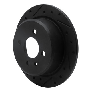 R1 84-91 BMW 325IS Rear Left Drilled & Slotted Black Brake Rotor
