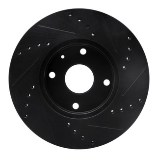 R1 04-10 Chevrolet Epica (USA/Canada) Front Left Drilled & Slotted Black Brake Rotor