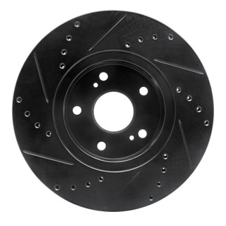 R1 10-13 Suzuki Kizashi Front Right Drilled & Slotted Black Brake Rotor