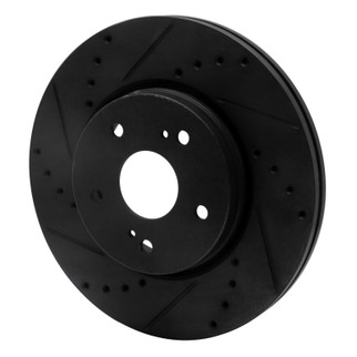 R1 10-13 Suzuki Kizashi Front Left Drilled & Slotted Black Brake Rotor