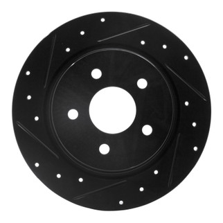 R1 07-14 Suzuki SX4 CrossOVER Rear Left Drilled & Slotted Black Brake Rotor