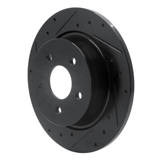 R1 07-14 Suzuki SX4 CrossOVER Rear Left Drilled & Slotted Black Brake Rotor