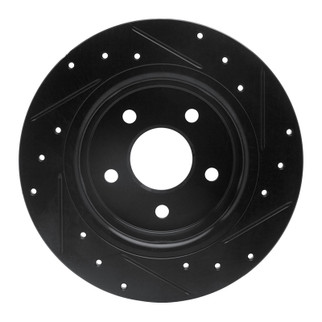 R1 07-14 Suzuki SX4 CrossOVER Rear Left Drilled & Slotted Black Brake Rotor