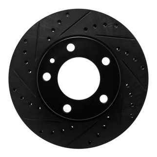 R1 82-89 BMW 635CSI Front Left Drilled & Slotted Black Brake Rotor