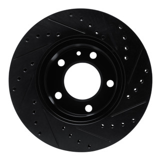 R1 82-89 BMW 635CSI Front Left Drilled & Slotted Black Brake Rotor