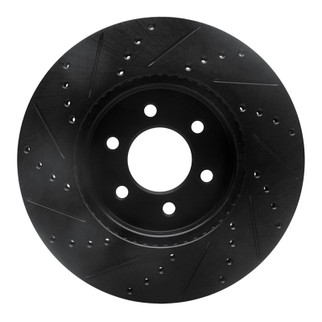 R1 03-03 Dodge Durango Front Right Drilled & Slotted Black Brake Rotor