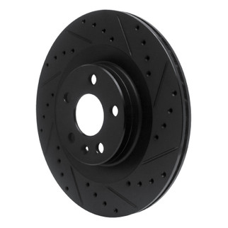 R1 16-26 Volvo S60 Rear Right Drilled & Slotted Black Brake Rotor