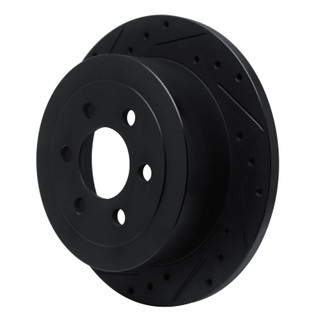 R1 03-04 Dodge Dakota 4WD Rear Left Drilled & Slotted Black Brake Rotor