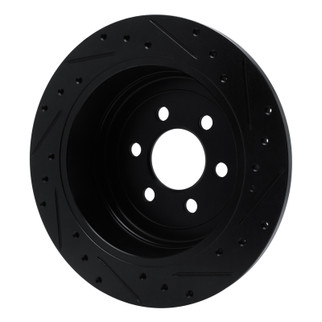 R1 03-04 Dodge Dakota 4WD Rear Left Drilled & Slotted Black Brake Rotor