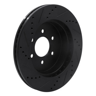 R1 03-04 Dodge Dakota 4WD Front Right Drilled & Slotted Black Brake Rotor