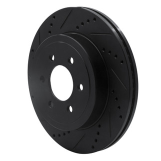 R1 03-04 Dodge Dakota 4WD Front Left Drilled & Slotted Black Brake Rotor