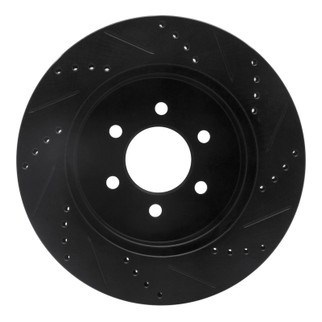 R1 03-04 Dodge Dakota 4WD Front Left Drilled & Slotted Black Brake Rotor