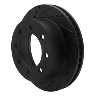 R1 00-02 Dodge Ram 3500 Front Left Drilled & Slotted Black Brake Rotor