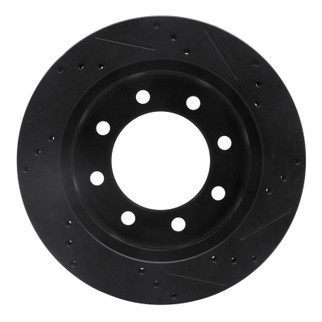 R1 00-02 Dodge Ram 3500 Front Left Drilled & Slotted Black Brake Rotor