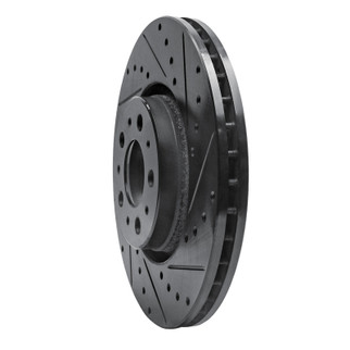 R1 03-09 Volvo XC90 Front Right Drilled & Slotted Black Brake Rotor