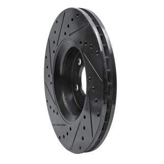 R1 03-09 Volvo XC90 Front Right Drilled & Slotted Black Brake Rotor