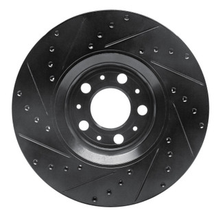 R1 03-09 Volvo XC90 Front Right Drilled & Slotted Black Brake Rotor