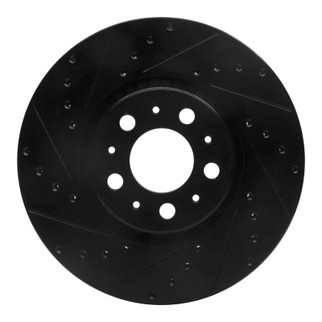 R1 03-09 Volvo S60 Front Left Drilled & Slotted Black Brake Rotor