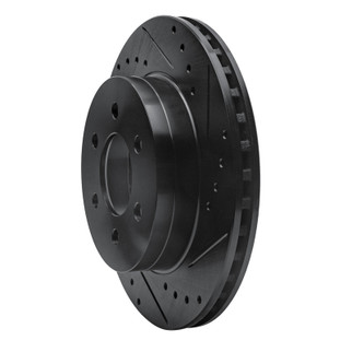 R1 97-02 Dodge Dakota 4WD Front Right Drilled & Slotted Black Brake Rotor