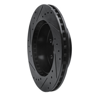 R1 97-02 Dodge Dakota 4WD Front Right Drilled & Slotted Black Brake Rotor