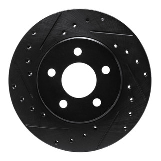 R1 96-00 Chrysler Town & Country Front Left Drilled & Slotted Black Brake Rotor