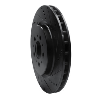 R1 04-07 Volvo V70 Rear Right Drilled & Slotted Black Brake Rotor