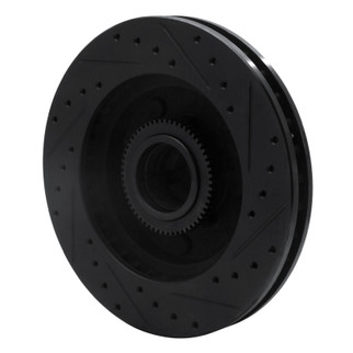 R1 94-99 Dodge Ram 1500 Pickup Front Left Drilled & Slotted Black Brake Rotor