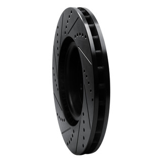 R1 04-07 Volvo V70 Front Right Drilled & Slotted Black Brake Rotor
