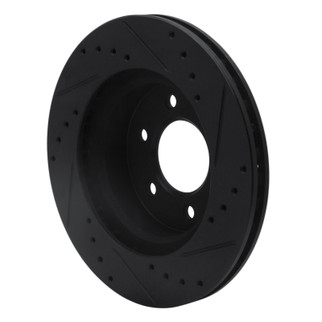 R1 91-96 Dodge Dakota 4WD Front Left Drilled & Slotted Black Brake Rotor