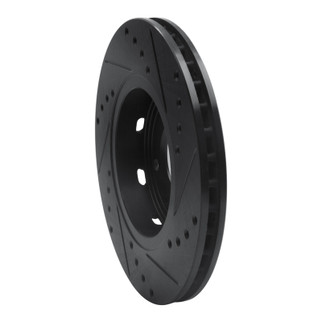 R1 00-04 Volvo S40 Front Left Drilled & Slotted Black Brake Rotor