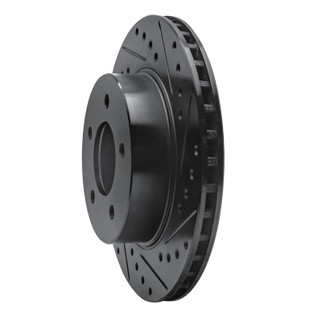 R1 87-90 Dodge Dakota 4WD Front Right Drilled & Slotted Black Brake Rotor