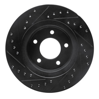 R1 87-90 Dodge Dakota 4WD Front Right Drilled & Slotted Black Brake Rotor