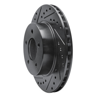 R1 87-90 Dodge Dakota 4WD Front Left Drilled & Slotted Black Brake Rotor