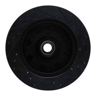 R1 78-97 Dodge B200 / B200 Van / B250 Front Left Drilled & Slotted Black Brake Rotor