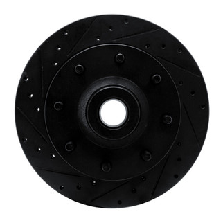 R1 78-97 Dodge B200 / B200 Van / B250 Front Left Drilled & Slotted Black Brake Rotor