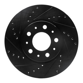 R1 95-04 Volvo C70 Front Left Drilled & Slotted Black Brake Rotor