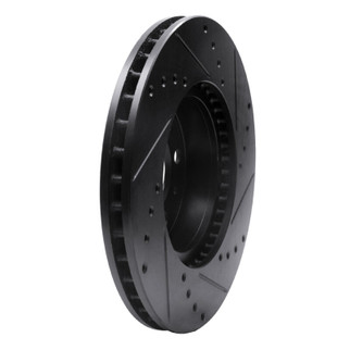 R1 91-95 Volvo 780 Front Left Drilled & Slotted Black Brake Rotor