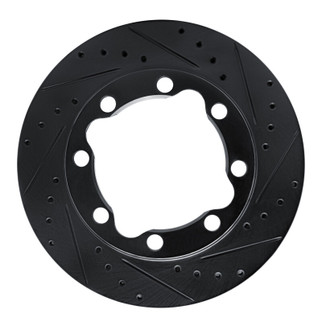 R1 92-00 Chevrolet K3500 Front Right Drilled & Slotted Black Brake Rotor
