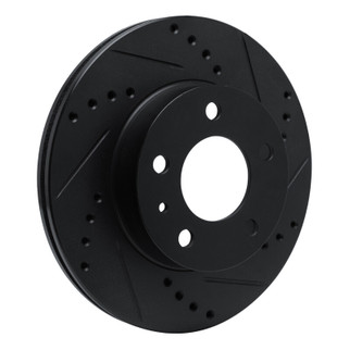 R1 82-90 Volvo 740 Front Right Drilled & Slotted Black Brake Rotor